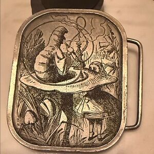 Alice in Wonderland Caterpillar Pewter Belt Buckle